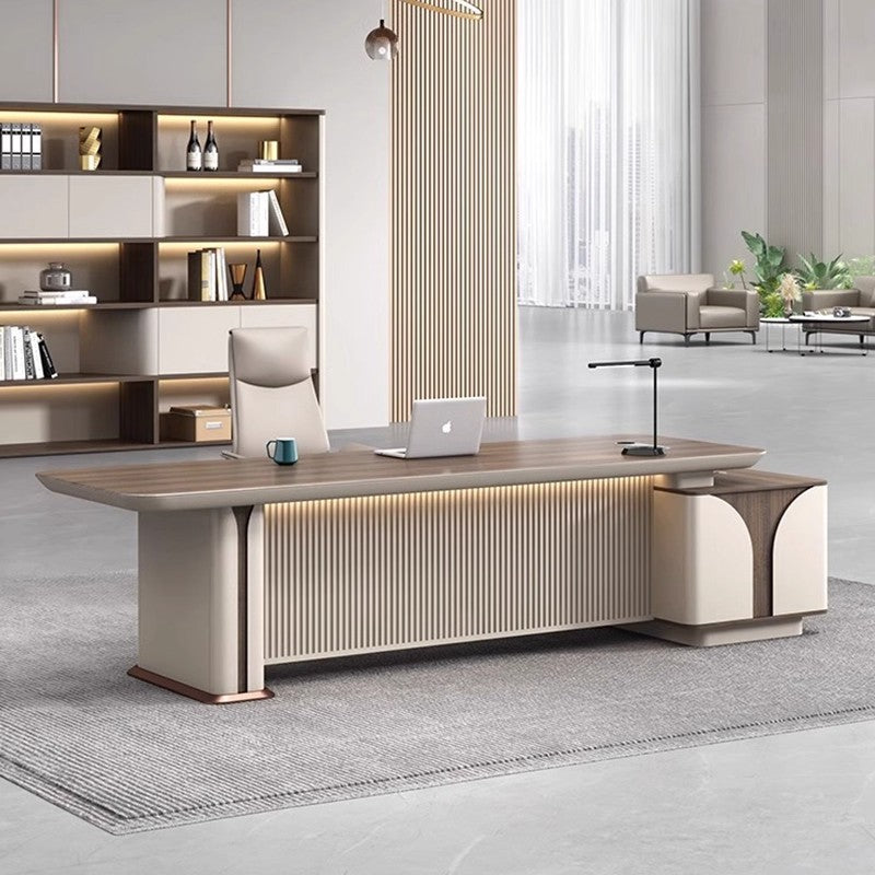Office Desk, Boss Desk, Simple Modern Light Luxury High-End Desk and Chair Set, Lacquered Presidential Office Furniture, Executive Desk ED-A106