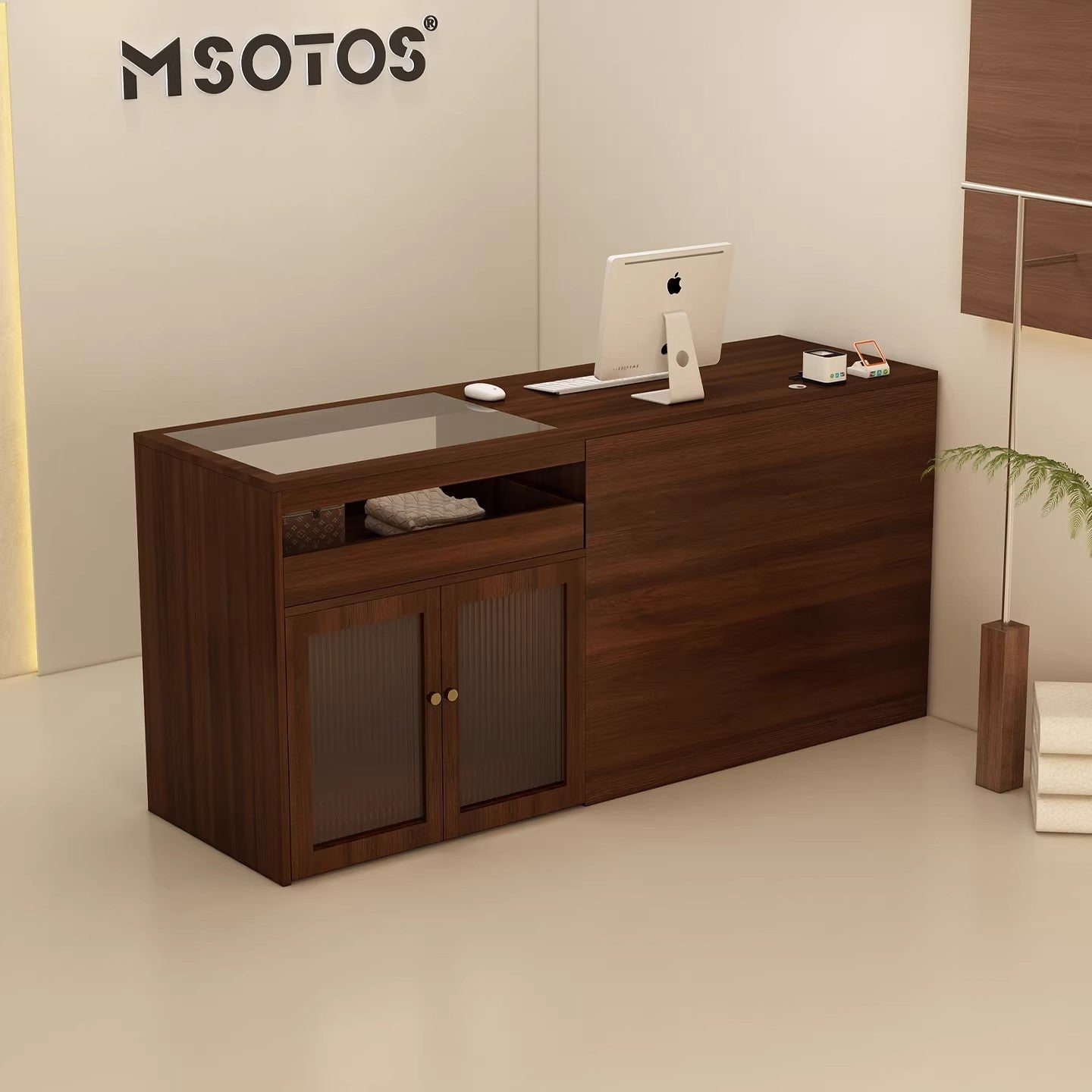 收銀台中古風小型吧台桌附玻璃飾品櫃檯前台RD-A58