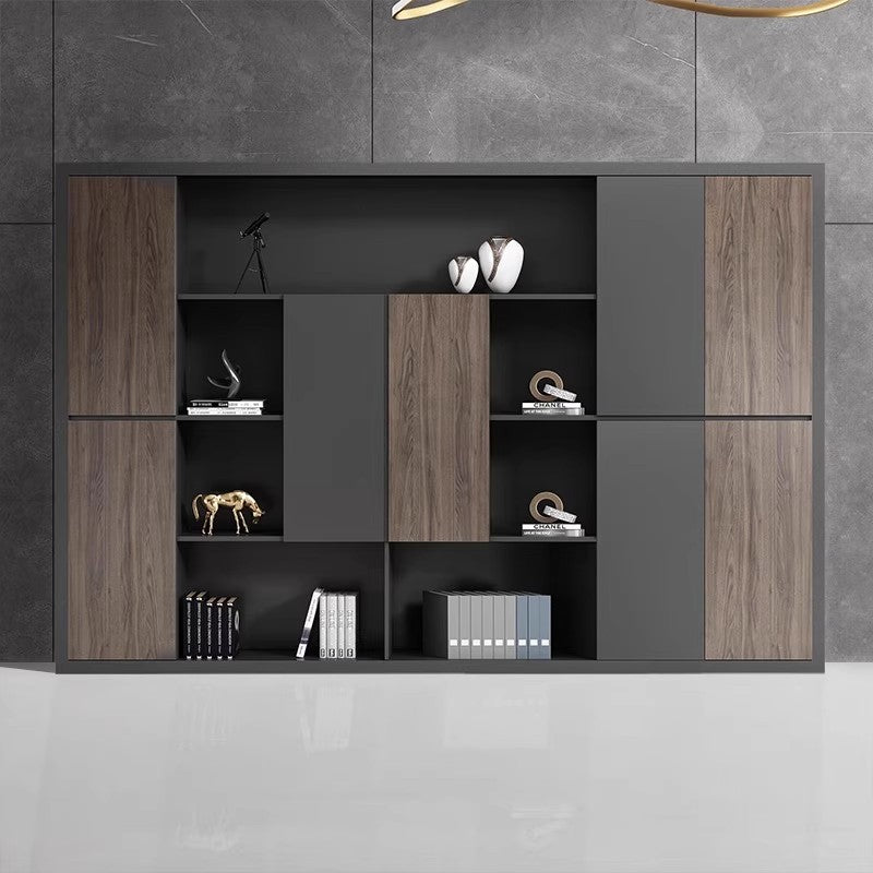 Office Filing Cabinet Walnut Wood Bookcase Board-Style Background Cabinet with Lock Storage Document Cabinet Drawer File Cabinet SC-A108