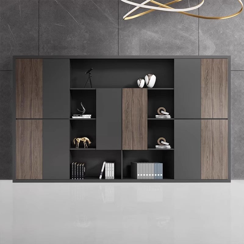 Office Filing Cabinet Walnut Wood Bookcase Board-Style Background Cabinet with Lock Storage Document Cabinet Drawer File Cabinet SC-A108