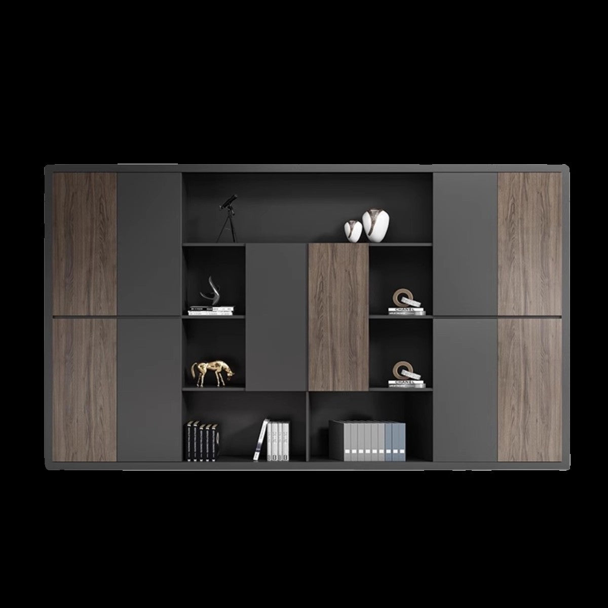 Office Filing Cabinet Walnut Wood Bookcase Board-Style Background Cabinet with Lock Storage Document Cabinet Drawer File Cabinet SC-A108