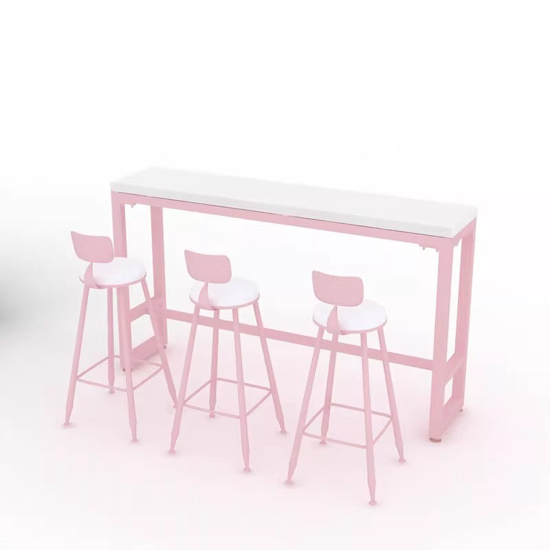 大理石吧台桌家用商用奶茶店桌椅子隔間陽台長條桌子高腳桌酒粉色MT-A24