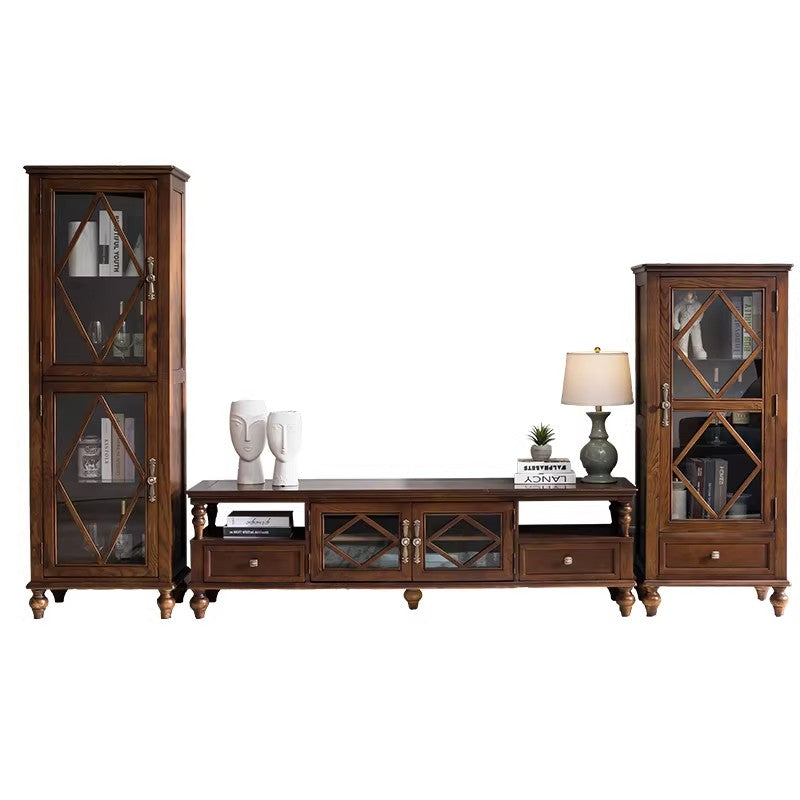 白蠟木實木電視櫃茶几組合美式客廳多功能影視櫃地櫃高低櫃小戶型CJ-A05