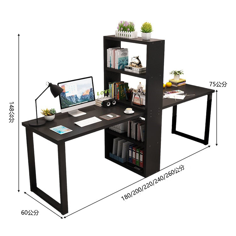 室內雙人電腦桌，附收納架，寬桌面，厚鋼架，防滑墊，簡約自然設計，可客製設計，CD-A17