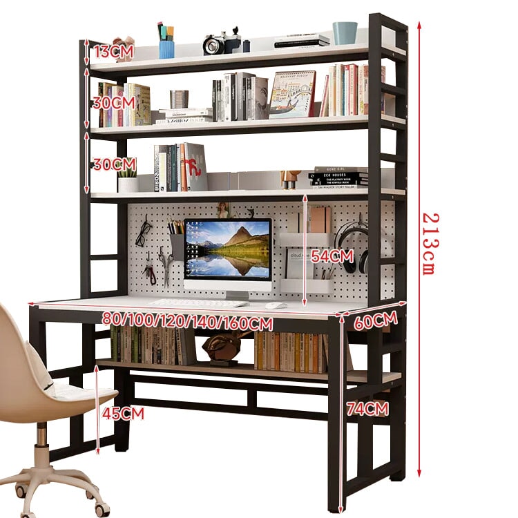 室內辦公桌、電腦桌、環保木結構、防水、耐熱、加固框架、穿孔板、多層儲物架、防滑、防滑、簡潔、實用、整潔、CD-A18