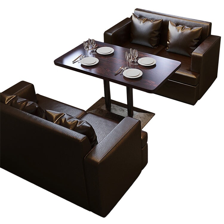 餐廳咖啡桌椅套裝，油鞣皮革和人造皮革面料，圓桌，可坐1-2人，時尚棕色，可定制，CT-A26