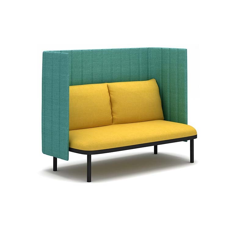 接待沙發、辦公沙發、板式沙發、布藝軟墊、板式結構、鋼製椅腳、高密度聚氨酯泡棉、簡約現代設計、藍色、可客製化、OS-A9