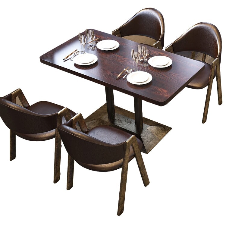 餐廳咖啡桌椅套裝，油鞣皮革和人造皮革面料，圓桌，可坐1-2人，時尚棕色，可定制，CT-A26