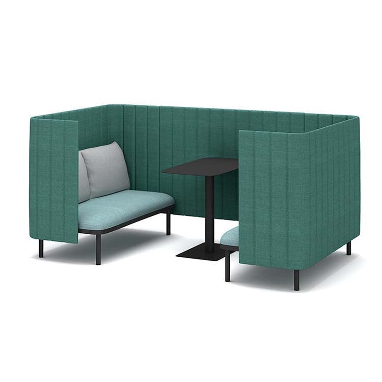 接待沙發、辦公沙發、板式沙發、布藝軟墊、板式結構、鋼製椅腳、高密度聚氨酯泡棉、簡約現代設計、藍色、可客製化、OS-A9