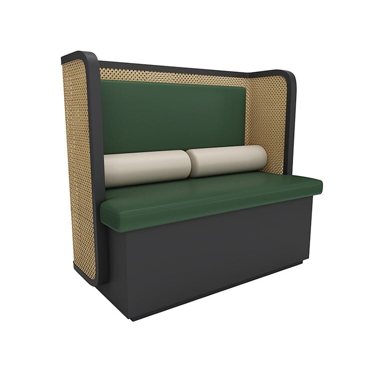 餐廳接待沙發套裝，採用PVC皮革軟墊和高密度聚氨酯泡棉填充。復古風格，綠色，可客製化。是餐廳和其他零售場所的理想選擇。 CT-A17