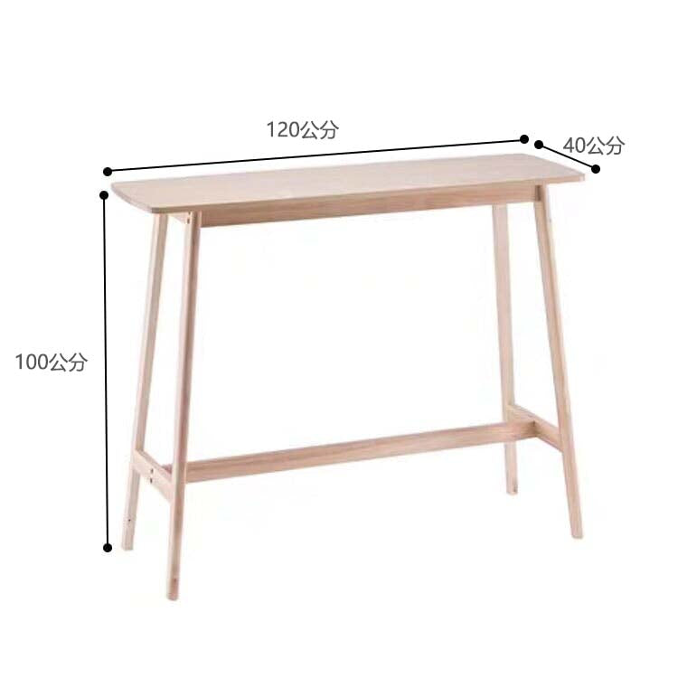 吧台桌、咖啡桌、長方形桌、木紋飾面、穩定結構、圓潤飾面、連接桿、簡約設計、白色、自然色、可客製化、BT-A8