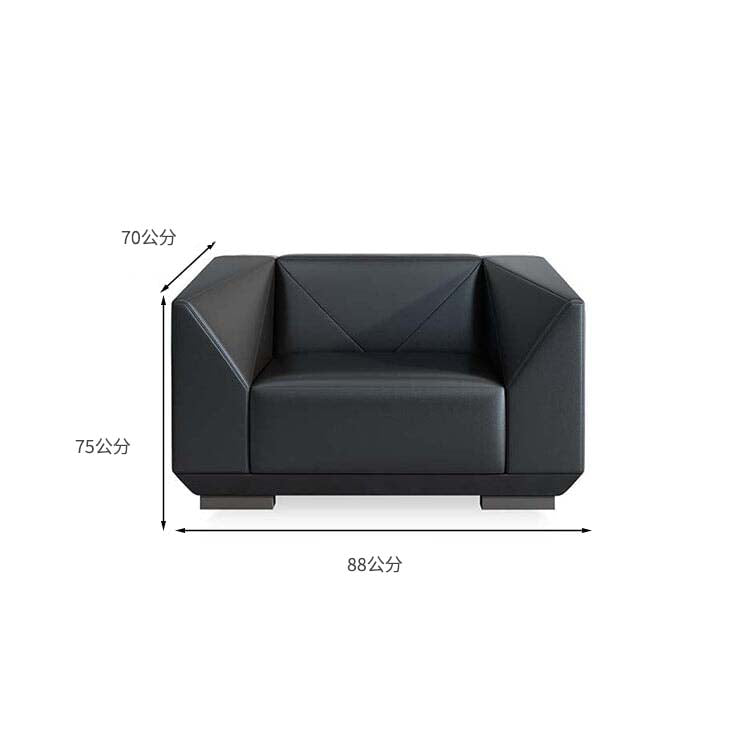 接待沙發，真皮沙發，辦公沙發，接待沙發，真皮軟墊，PVC皮革面料，天然木框架，沙發腿，簡約風格，黑色，可定制，OS-A13