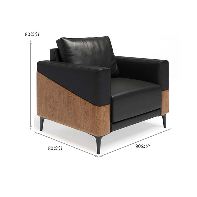 沙發、辦公沙發、接待沙發、人造皮革布料、天然木框架、高密度聚氨酯泡棉、鋼製椅腳、黑色、輕便、可客製化、OS-A10