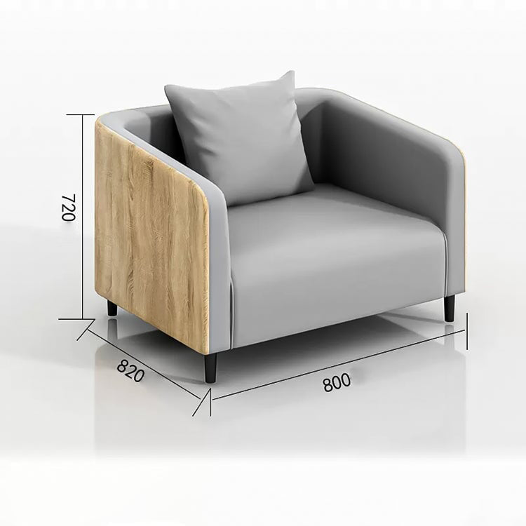 豪華接待沙發、辦公沙發、接待套裝，木紋合成皮革，碳鋼框架，S型彈簧，扶手，簡約設計，灰色，自然色，可定制，OS-A3