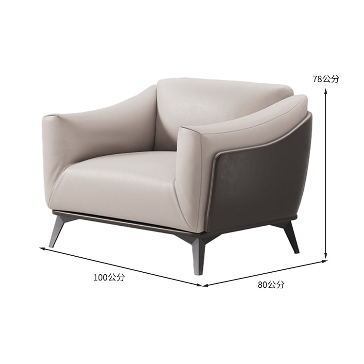 接待沙發、客廳沙發、皮革沙發、聚氨酯泡棉、天然木框架、鋼製沙發腳、灰色、可客製化、OS-A12