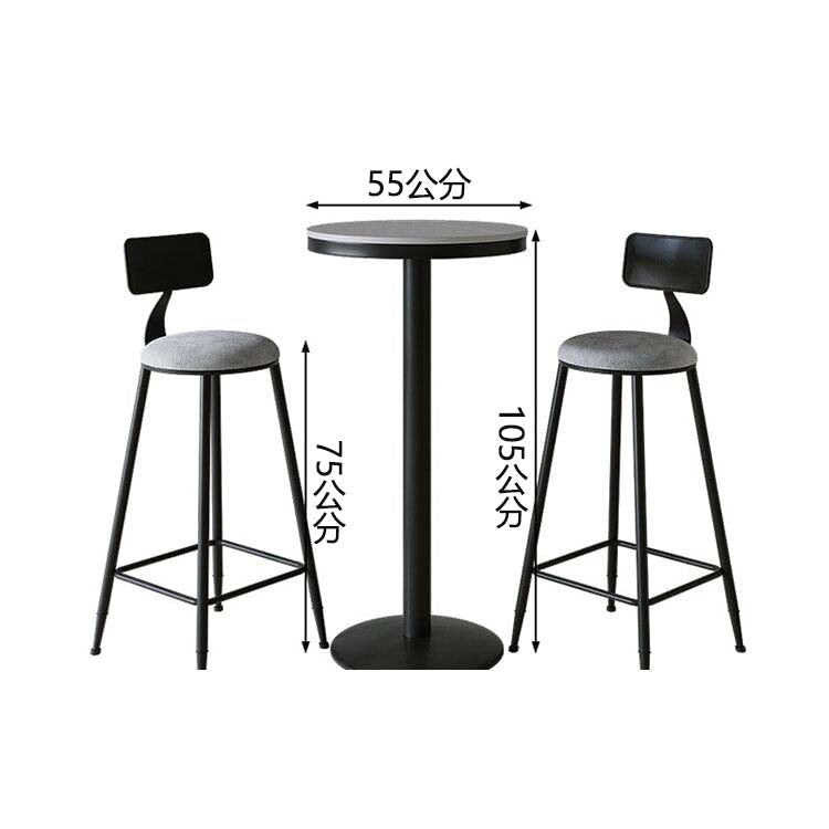 接待桌、咖啡桌、吧台、附底座的單腿桌、燒結石檯面、鋼腿、法蘭絨布料、聚氨酯坐墊、灰色、BT-A13