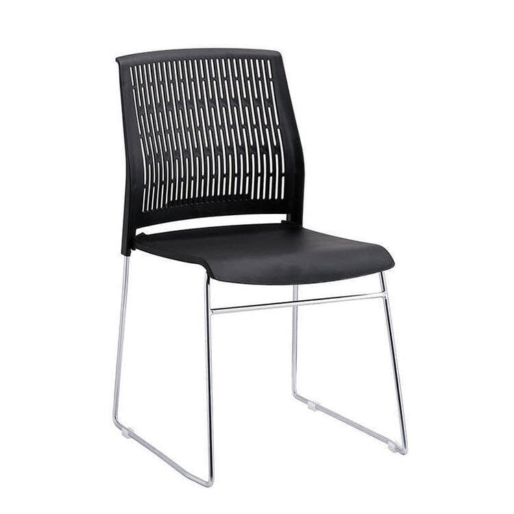 Stackable office chair, space-saving design, cotton and linen fabric, steel frame, non-slip rubber, OC-A42