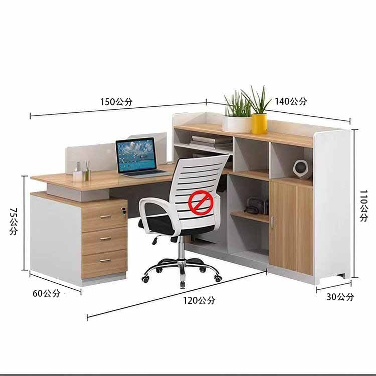 辦公桌，有側櫃的工作台，可上鎖，靜音滑軌，帶走線孔和頂板，OD-A14