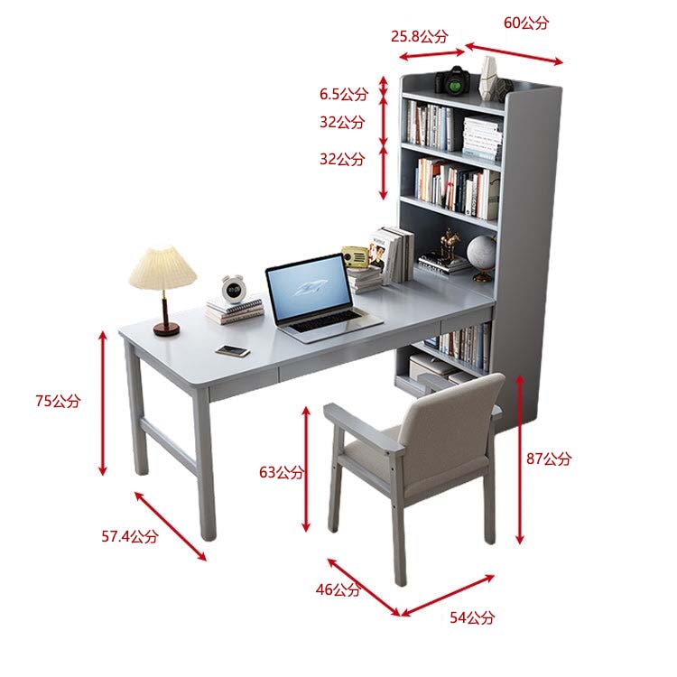 簡易單元桌，時尚附抽屜書桌，天然木邊加工，收納空間，實木，白色，書架，CD-A1