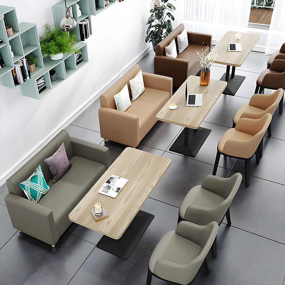 カフェ風ソファセット　カフェテーブル　ダイニングテーブル　木製　木目調　１人掛け　2人掛け　安全性　おしゃれ　ブラック　グレー　カスタマイズ可能　CT-A23