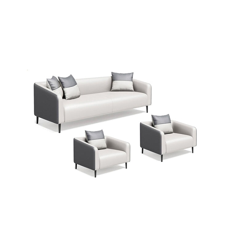 皮革沙發，辦公沙發，客廳沙發，天然木框架，納帕皮革面料，高密度聚氨酯泡沫，簡約現代設計，白色，灰色，OS-A11