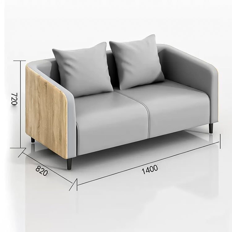 豪華接待沙發、辦公沙發、接待套裝，木紋合成皮革，碳鋼框架，S型彈簧，扶手，簡約設計，灰色，自然色，可定制，OS-A3