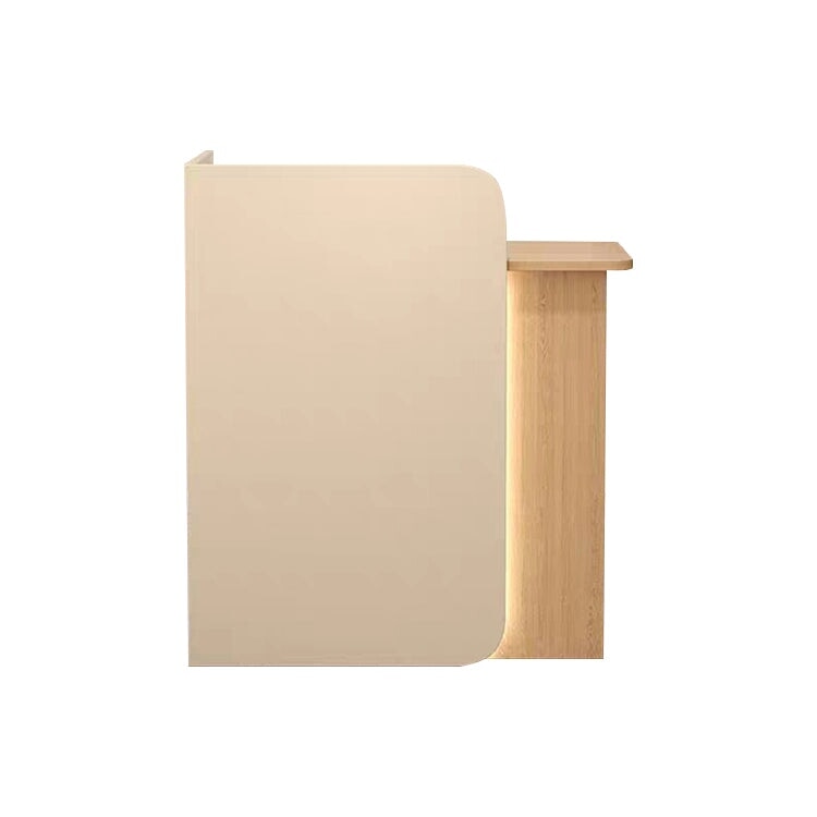 接待台、入口接待台、辦公室接待台、收銀台、室內設計、圓角設計、LED燈、靜音滑軌、圓角設計、避震鉸鏈、抽屜、木紋飾面、時尚、RD-A20