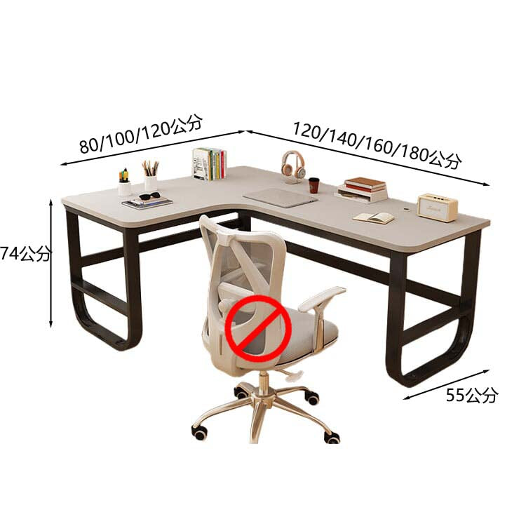 書桌，辦公桌，L型書桌，鋼架，塑膠面板，三聚氰胺貼面，寬腿空間，方腿，CD-A5