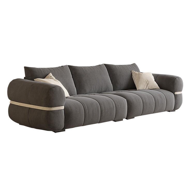 時尚盤腿沙發，地板沙發，仿麂皮聚酯纖維面料，高密度聚氨酯泡沫，乳膠坐墊，天然木框架，織帶，米色，可定制，SF-A7