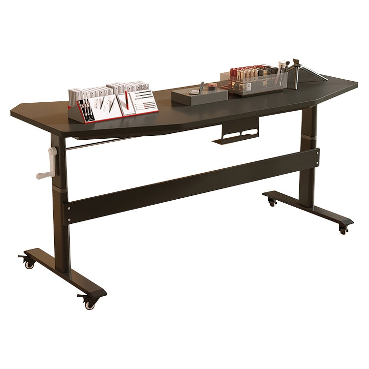 高度可調的書桌、電腦桌、辦公桌、幾何設計、高度可調、厚實、環保板、隱藏式佈線、主機存儲、簡約、精緻、現代設計、HAD-A4