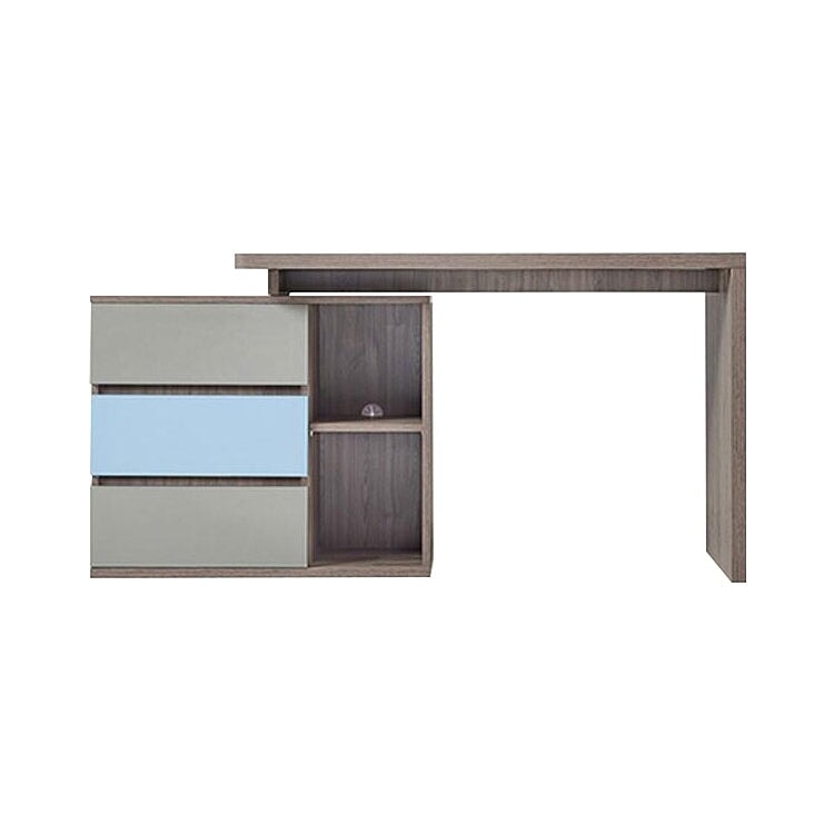 時尚辦公桌，三聚氰胺貼面工作台，可伸縮桌面，側櫃，分類儲物空間，抽屜，開放式儲物空間，黃色，OD-A4