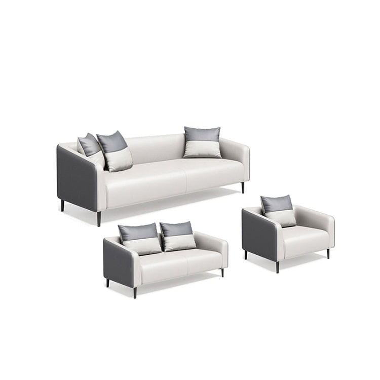 皮革沙發，辦公沙發，客廳沙發，天然木框架，納帕皮革面料，高密度聚氨酯泡沫，簡約現代設計，白色，灰色，OS-A11