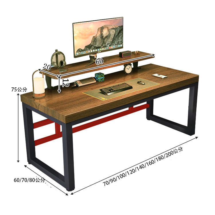 室內電腦桌，天然木材，寬頂，厚，顯示器架，碳鋼框架，堅固，口形，穩定，舒適，堅固，可定制，CD-A14