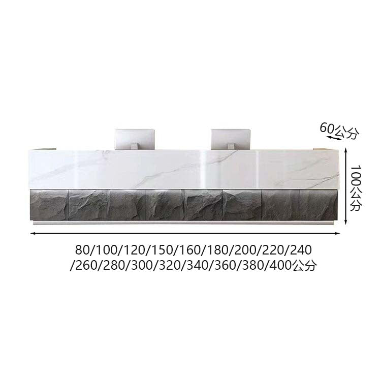 高品質收銀台/接待台，簡約現代設計，石紋飾面，無味無害，可定制logo，分類收納，黑色，可定制，JDT-M017