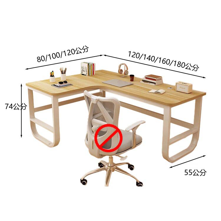 書桌，辦公桌，L型書桌，鋼架，塑膠面板，三聚氰胺貼面，寬腿空間，方腿，CD-A5