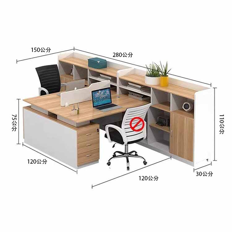 辦公桌，有側櫃的工作台，可上鎖，靜音滑軌，帶走線孔和頂板，OD-A14