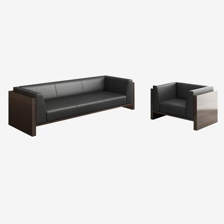 豪華商務沙發套裝，含茶几，採用皮革軟墊、納帕皮革、三聚氰胺貼皮、聚氨酯泡棉和木紋飾面。 OS-A4