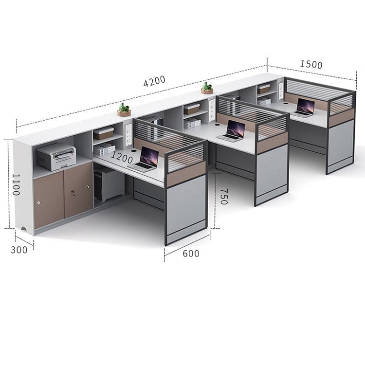 L型辦公桌，簡約設計，三聚氰胺貼面，無線充電器，桌面隔間，側櫃，簡約設計，白色，可客製化，OD-A1