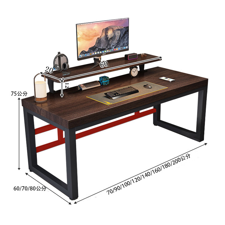 室內電腦桌，天然木材，寬頂，厚，顯示器架，碳鋼框架，堅固，口形，穩定，舒適，堅固，可定制，CD-A14