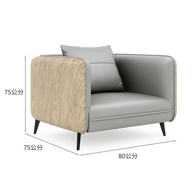 沙發、辦公沙發、接待沙發、接待區沙發、納帕皮革、高密度聚氨酯泡棉、簡約設計、鋼製椅腳、實木框架、灰色、可客製化、OS-A7