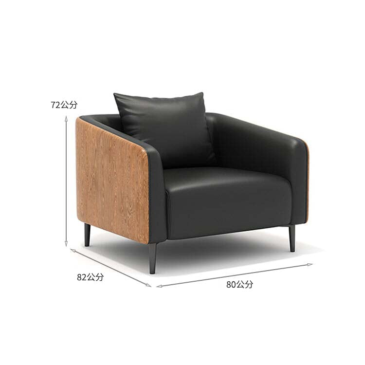 沙發、辦公沙發、接待沙發、人造皮革布料、天然木框架、高密度聚氨酯泡棉、鋼製椅腳、黑色、輕便、可客製化、OS-A10