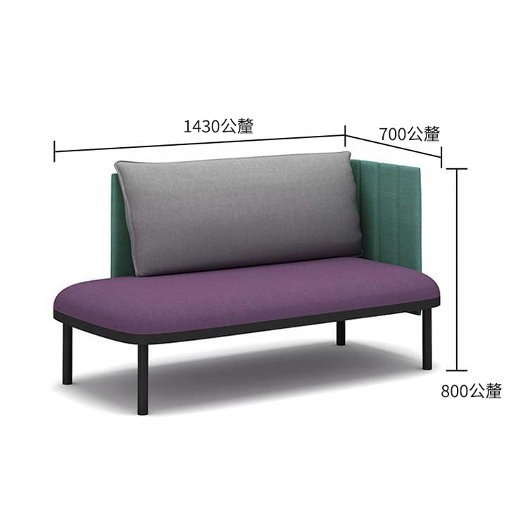 接待沙發、辦公沙發、板式沙發、布藝軟墊、板式結構、鋼製椅腳、高密度聚氨酯泡棉、簡約現代設計、藍色、可客製化、OS-A9