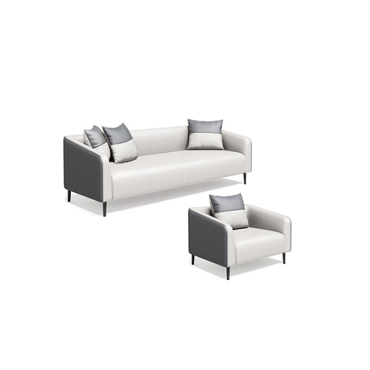 皮革沙發，辦公沙發，客廳沙發，天然木框架，納帕皮革面料，高密度聚氨酯泡沫，簡約現代設計，白色，灰色，OS-A11