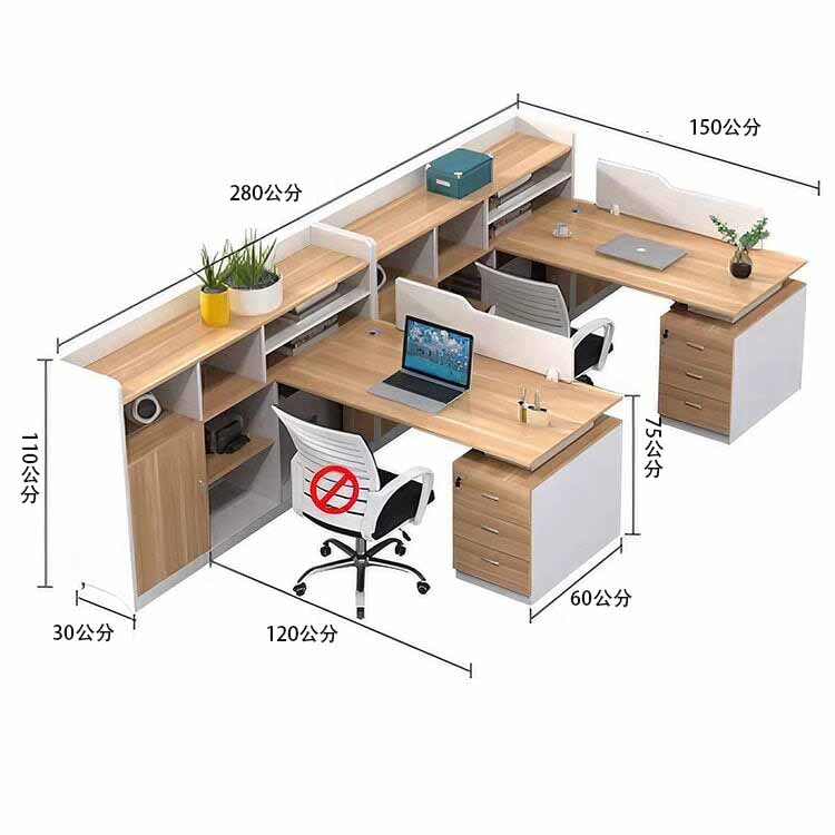 辦公桌，有側櫃的工作台，可上鎖，靜音滑軌，帶走線孔和頂板，OD-A14