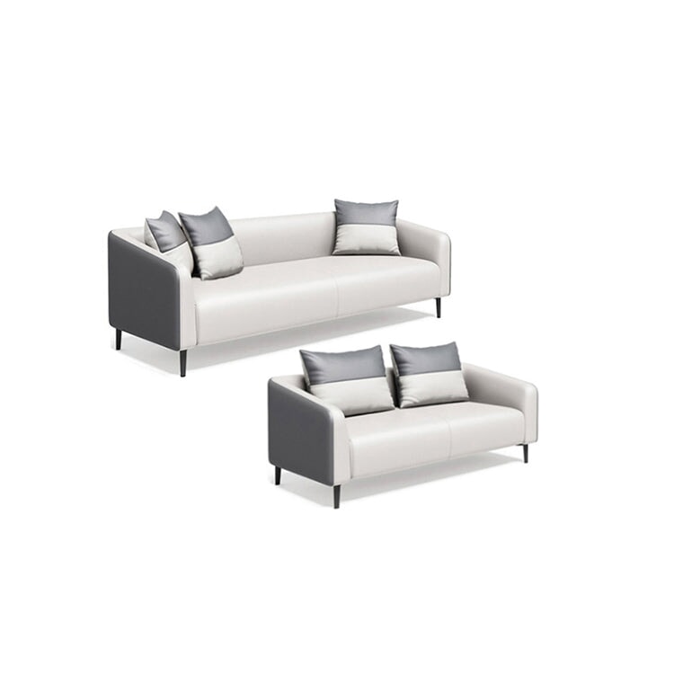 皮革沙發，辦公沙發，客廳沙發，天然木框架，納帕皮革面料，高密度聚氨酯泡沫，簡約現代設計，白色，灰色，OS-A11