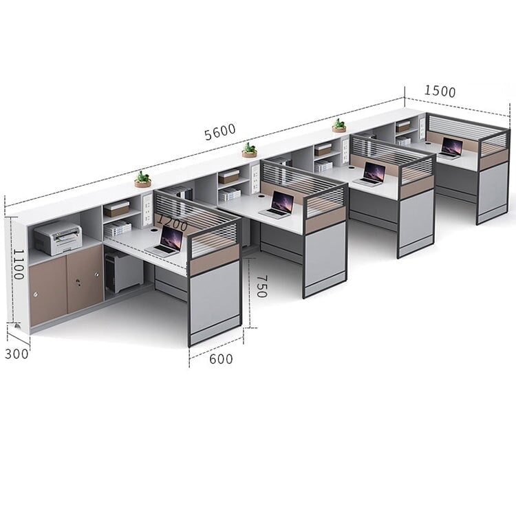 L型辦公桌，簡約設計，三聚氰胺貼面，無線充電器，桌面隔間，側櫃，簡約設計，白色，可客製化，OD-A1