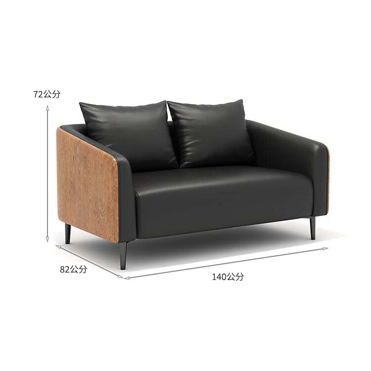 沙發、辦公沙發、接待沙發、人造皮革布料、天然木框架、高密度聚氨酯泡棉、鋼製椅腳、黑色、輕便、可客製化、OS-A10