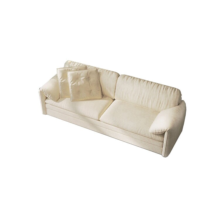 多功能低沙發床，帶儲物空間，鋼架，板條底座，羽毛墊，高密度聚氨酯泡沫，腳輪，仿麂皮面料，米色，SF-A6