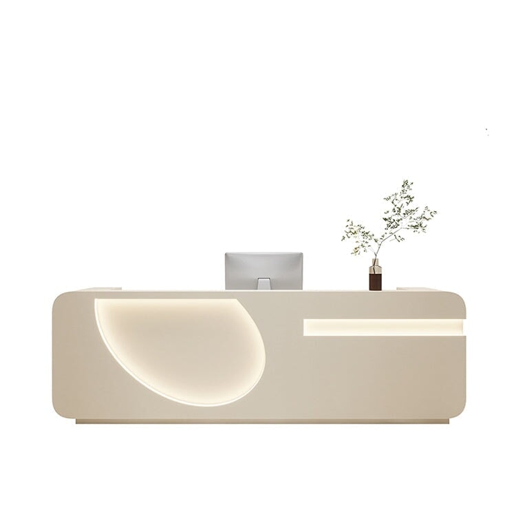 高層商店收銀機、帶鎖接待台、圓形飾面、電腦存儲、鍵盤和衛生間、白色、自然色、可定制、RD-A54