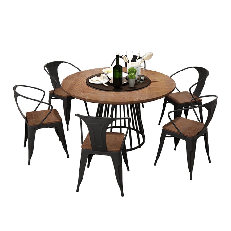 時尚木質轉盤，中式餐桌，天然木材，胡桃木飾面，自然飾面，適用於商業或零售用途，可定制，DT-A3